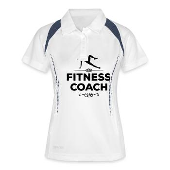 fitness girl coach - Frauen Polo atmungsaktiv - Weiß/Navy - Vorne