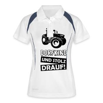 dorfkind_stolz_drauf_01 - Frauen Polo atmungsaktiv - Weiß/Navy - Vorne