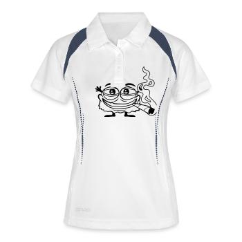 Fumer du chanvre drôle monstre - Polo respirant Femme - blanc/marine - Devant