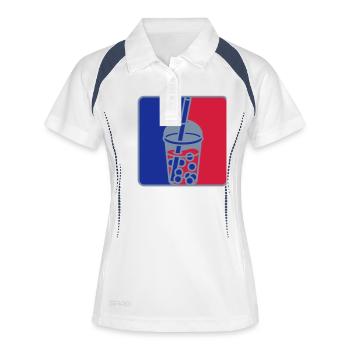 Rot Blau Bubble Tea - Frauen Polo atmungsaktiv - Weiß/Navy - Vorne