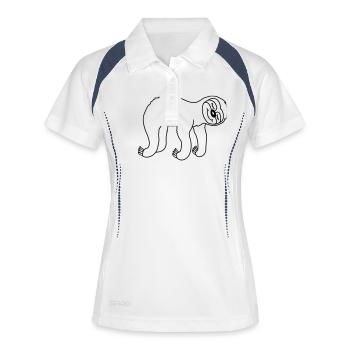 Hängendes liegendes müdes Faultier - Frauen Polo atmungsaktiv - Weiß/Navy - Vorne