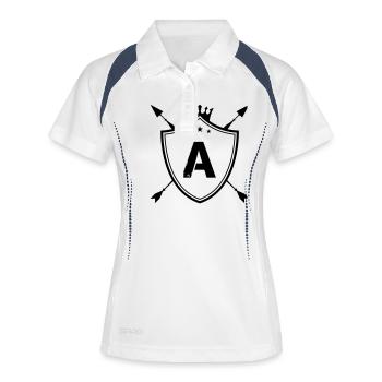 wappen a - Frauen Polo atmungsaktiv - Weiß/Navy - Vorne