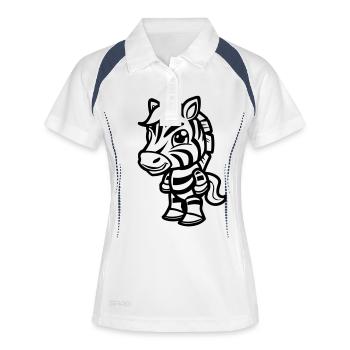 zebra comic - Frauen Polo atmungsaktiv - Weiß/Navy - Vorne