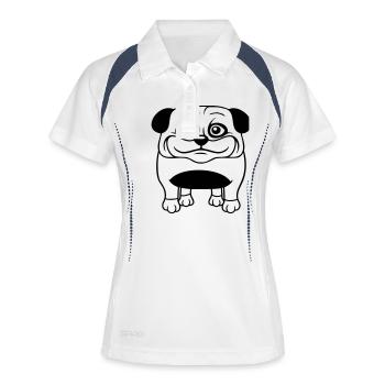 chien carlin petite bite mignonne amour heureux bande dessinée amusant - Polo respirant Femme - blanc/marine - Devant