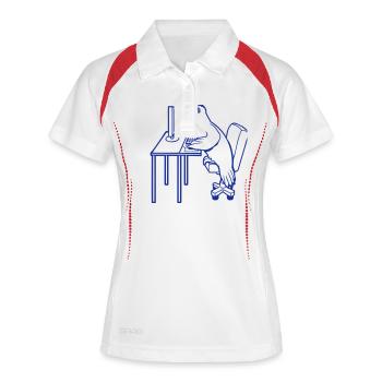 Pigeon Works Bureau Ordinateur Clavier Souris Gamer - Polo respirant Femme - blanc/marine - Devant