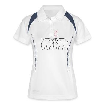 Eisbären verliebt - Frauen Polo atmungsaktiv - Weiß/Navy - Vorne