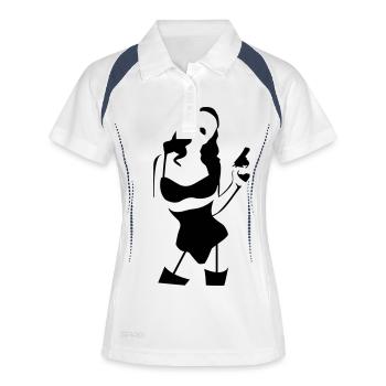 pin-up with gun - Polo respirant Femme - blanc/marine - Devant