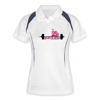 frau gym queen prinzessin krone königin muskeln st - Frauen Polo atmungsaktiv - Weiß/Navy - Vorne