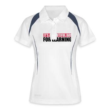 belle journée pour apprendre - Polo respirant Femme - blanc/marine - Devant