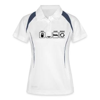 wod eat sleep repeat - Frauen Polo atmungsaktiv - Weiß/Navy - Vorne