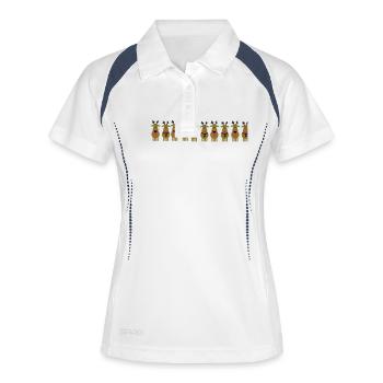 rennes de Noël équipage - Polo respirant Femme - blanc/marine - Devant
