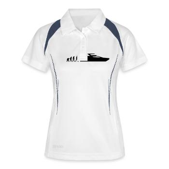 yacht evloution - Frauen Polo atmungsaktiv - Weiß/Navy - Vorne