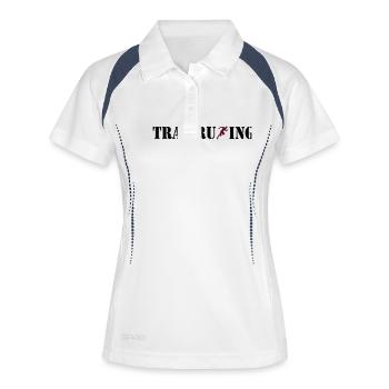 TRAIL RUNNING - Polo respirant Femme - blanc/marine - Devant