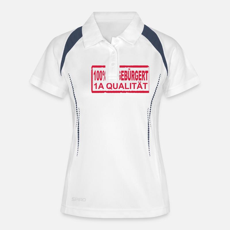 100% eingebürgert - Frauen Polo atmungsaktiv - Weiß/Navy