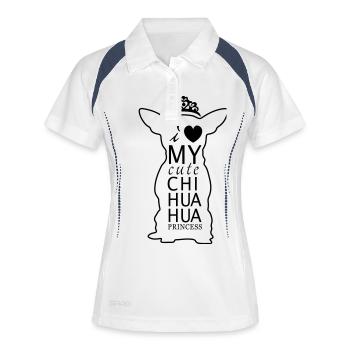 Chihuahua Princess - Frauen Polo atmungsaktiv - Weiß/Navy - Vorne