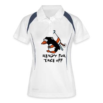 rocket_pinguin_white_c_3c - Frauen Polo atmungsaktiv - Weiß/Navy - Vorne