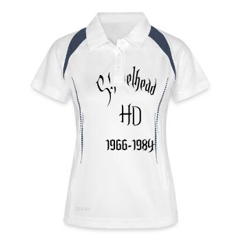 shovel head bj brust - Frauen Polo atmungsaktiv - Weiß/Navy - Vorne