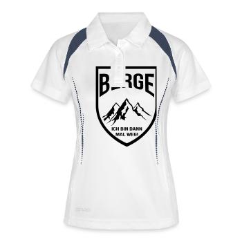 Berge ich bin dann Mal weg - Frauen Polo atmungsaktiv - Weiß/Navy - Vorne