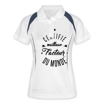 meilleur facteur du monde - Polo respirant Femme - blanc/marine - Devant
