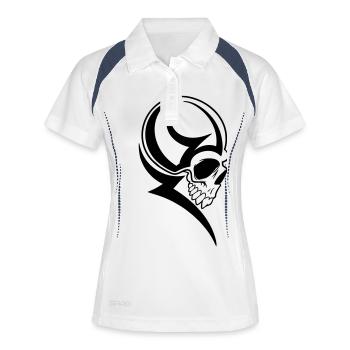 Skull Skin Tribal Tattoo Alien - Women's Polo breathable - white/navy - Front