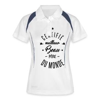 meilleur beau père - Polo respirant Femme - blanc/marine - Devant