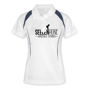 AIREDALE TERRIER Seelenhund - Frauen Polo atmungsaktiv - Weiß/Navy - Vorne