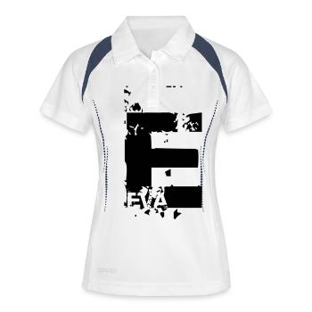 E wie Eva - Frauen Polo atmungsaktiv - Weiß/Navy - Vorne