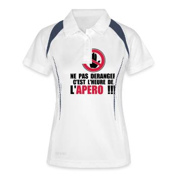 pas deranger heure apero1 - Polo respirant Femme - blanc/marine - Devant