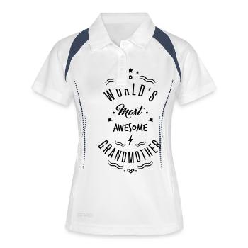 AWESOME GRANDMOTHER - Frauen Polo atmungsaktiv - Weiß/Navy - Vorne