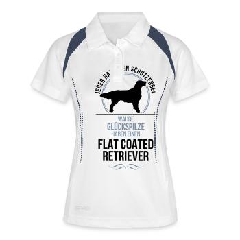 FLAT COATED RETRIEVER Schutzengel Wilsigns - Frauen Polo atmungsaktiv - Weiß/Navy - Vorne