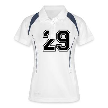 29 - Frauen Polo atmungsaktiv - Weiß/Navy - Vorne