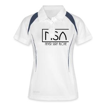 never surf alone - Frauen Polo atmungsaktiv - Weiß/Navy - Vorne