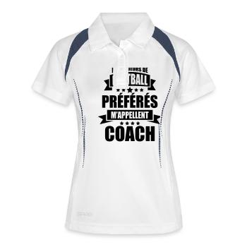 mes joueurs de football préférés m'appellent coach - Polo respirant Femme - blanc/marine - Devant