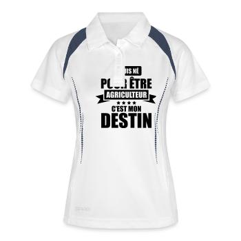 je suis né pour être agriculteur c'est mon destin - Polo respirant Femme - blanc/marine - Devant