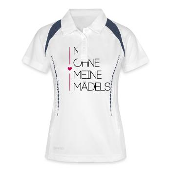 nie ohne meine maedels herz - Frauen Polo atmungsaktiv - Weiß/Navy - Vorne