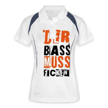 DER BASS MUSS FICKEN - Frauen Polo atmungsaktiv - Weiß/Navy - Vorne