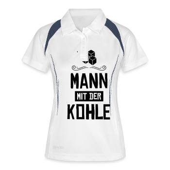 shisha mann mit kohle - Frauen Polo atmungsaktiv - Weiß/Navy - Vorne