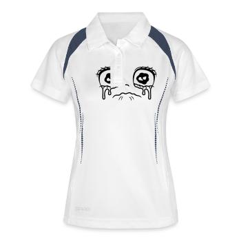 Crying sad girl face - Women's Polo breathable - white/navy - Front