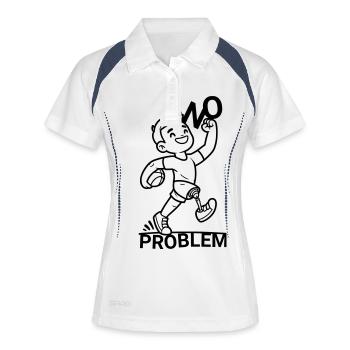 Prothèse de jambe ? Aucun problème! - Polo respirant Femme - blanc/marine - Devant