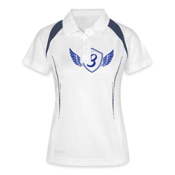 wappen 3 - Frauen Polo atmungsaktiv - Weiß/Navy - Vorne