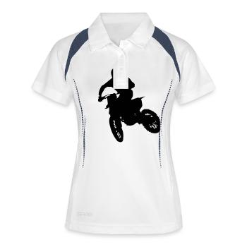 motocross - Frauen Polo atmungsaktiv - Weiß/Navy - Vorne