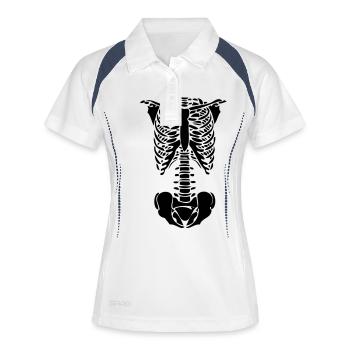 squelette - Polo respirant Femme - blanc/marine - Devant