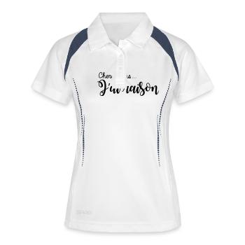 cherche pas... j'ai raison - Polo respirant Femme - blanc/marine - Devant