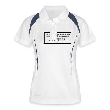 Die Verehrung Cthulhus fügt Schaden zu (1F) - Frauen Polo atmungsaktiv - Weiß/Navy - Vorne