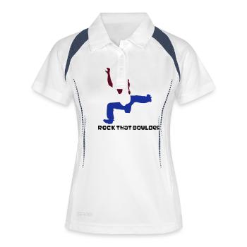 bouldermaedchen - Frauen Polo atmungsaktiv - Weiß/Navy - Vorne