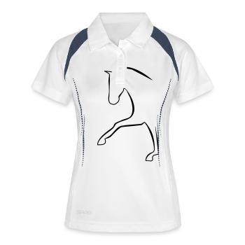 Dressurpferd - Frauen Polo atmungsaktiv - Weiß/Navy - Vorne