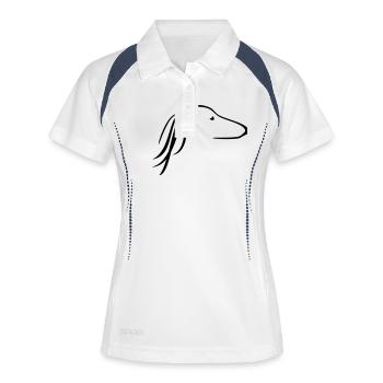Saluki - Frauen Polo atmungsaktiv - Weiß/Navy - Vorne