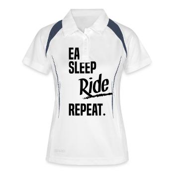 EAT SLEEP RIDE - Frauen Polo atmungsaktiv - Weiß/Navy - Vorne