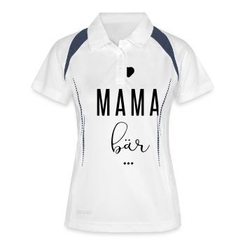 mama bär - Frauen Polo atmungsaktiv - Weiß/Navy - Vorne