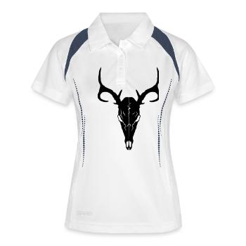 crâne cerfs - Polo respirant Femme - blanc/marine - Devant